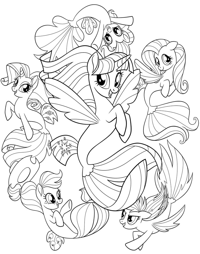 Online coloring book: Coloring pony ponies as mermaids